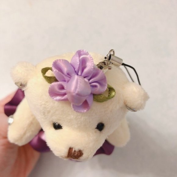 Cute Bear Plush with Purple Flower Keychain (NEW) - Picture 3 of 9
